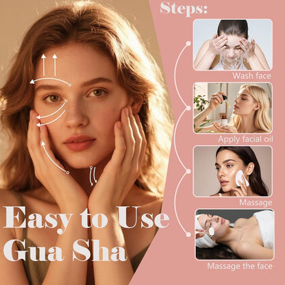 Jade roller and gua sha, facial roller, women's skincare tool, self-care gift, face, eye, neck massager, relieves fine lines and wrinkles, aventurine, opal, rose quartz