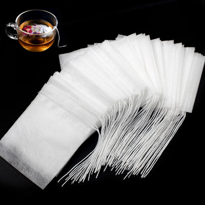 300Pcs Disposable Tea Bags for Loose Leaf Tea, Empty Tea Bags for Loose Tea, 100% Natural Wood Pulp Paper Material, Unbleached Tea Filter Bags with Drawstring