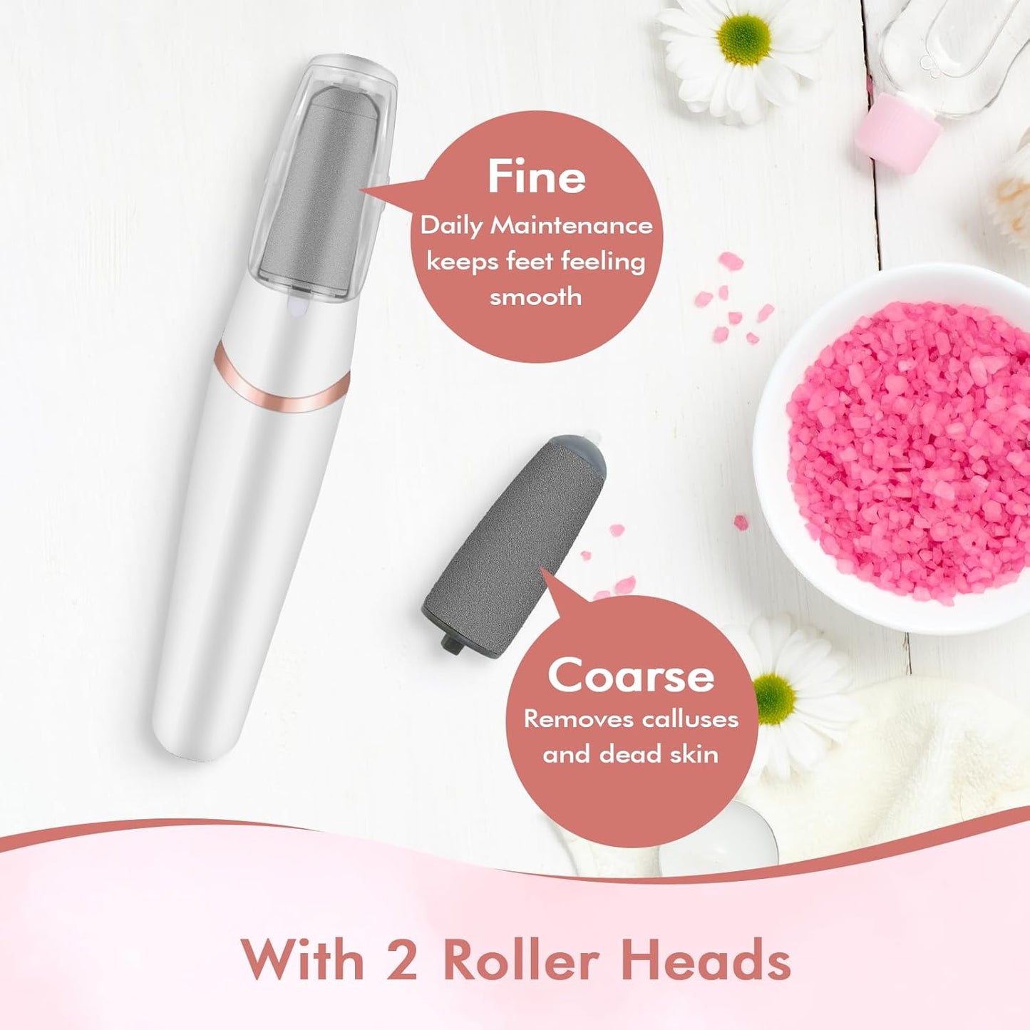 Electric Foot File and Callus Remover,Professional Pedicure Tools for Dry, Calluses, Dead, Cracked, Hard Skin,Equipped with 2 Grinding Heads and 1 Cleaning Brush