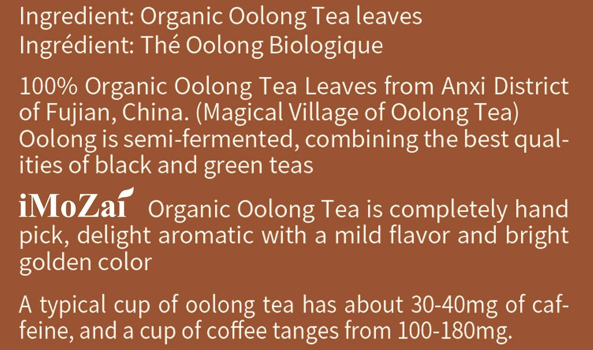 Imozai Organic Oolong Tea Bags 100 Count Individually Wrapped