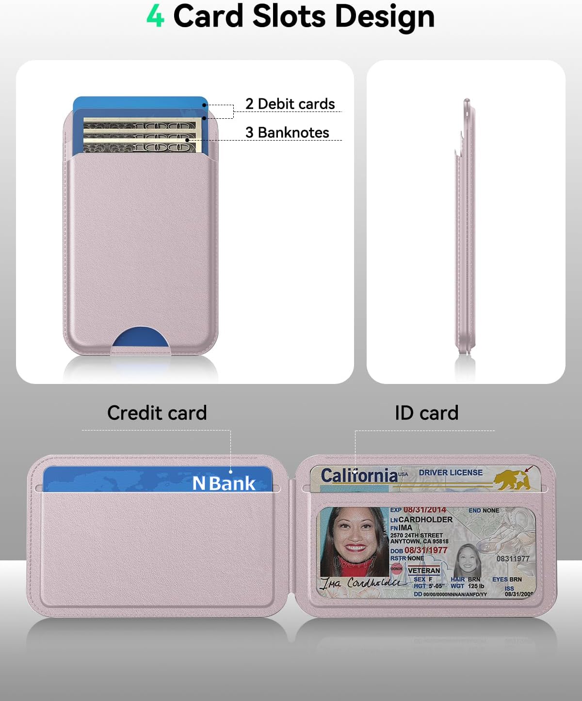 TWZKG for MagSafe Wallet, Works with Apple Find My,5 Card Holder with Stand