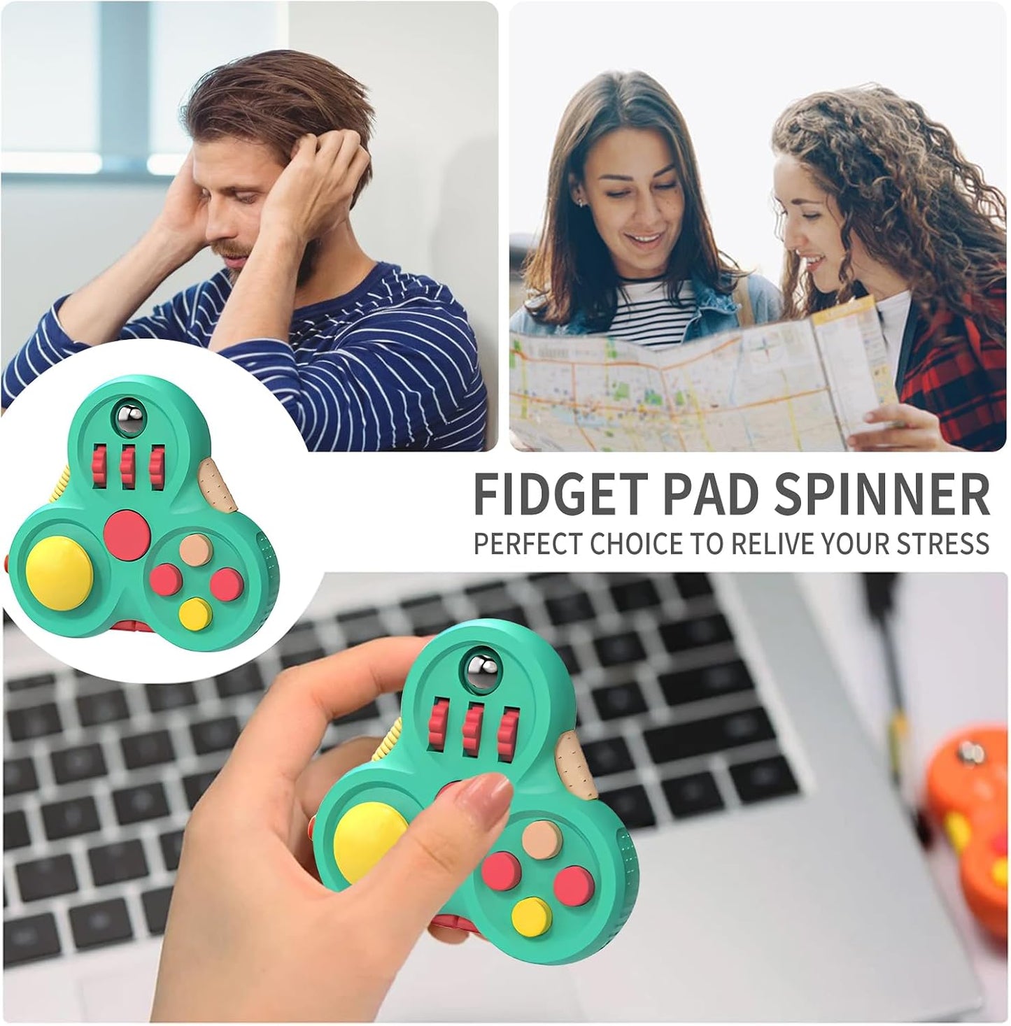 Yrissmiss Fidget Toys for Adults, Fidget Pad Easter Basket Stuffers for Boys Girls,Stress Relief Cube Clicker Controller with Quiet Fidgets,ADHD Autism Fidget Spinner for Office Desk Travel
