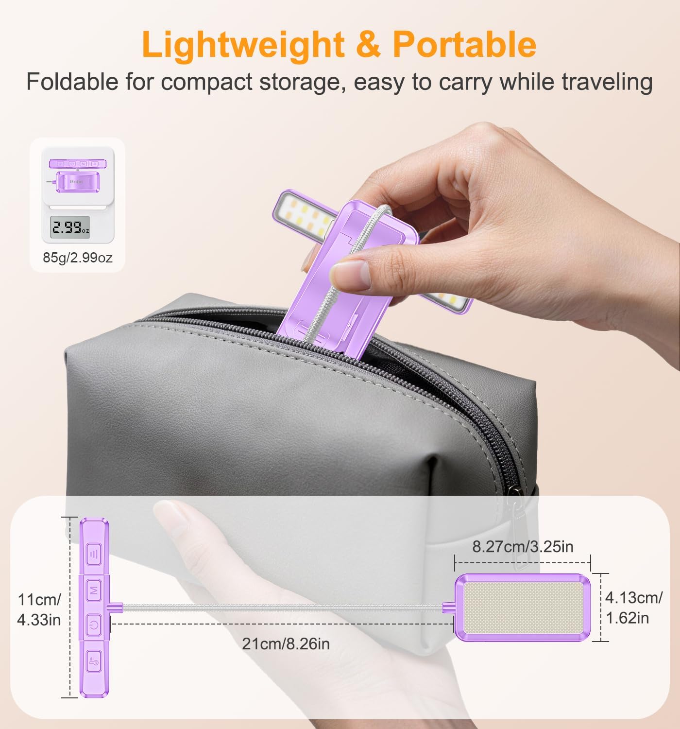 Gritin 2026 Gen 2 Book Light for Reading- 32 Eye Caring Full Spectrum LED | 5 Colors & 5 Brightness, Adjustable Wide/Narrow Beam, Upgrade 1500mAh Long-Lasting Rechargeable Clip on Light for Book Lovers
