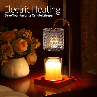 TigQiang Candle Warmer Lamp with Timer Dimmer, Birthday Gifts for Women Mom, House Warming Gifts, Elegant New Home Decor, Wax Warmer for Jar Candles, Heater Lamp for Scented Wax, Amber Glass