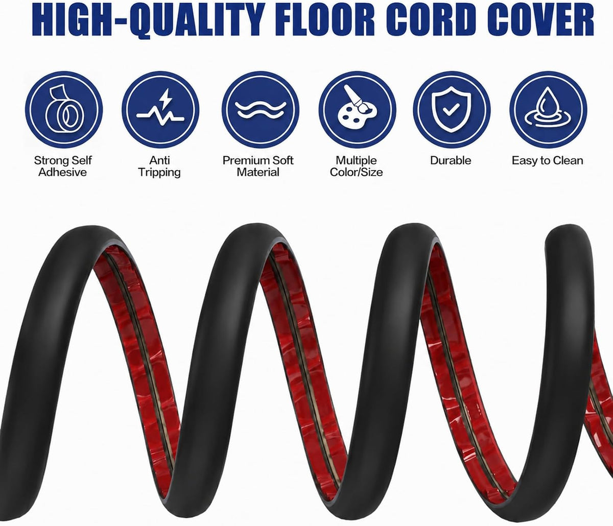 Floor Cord Cover Self Adhesive Cord Hider,10FT Cable Management, Extension Strip Protector for Wires, Prevent Cable Trips for Offices, Gyms, Exhibitions Cavity 0.39"(W) x 0.27"(H) BrownWood