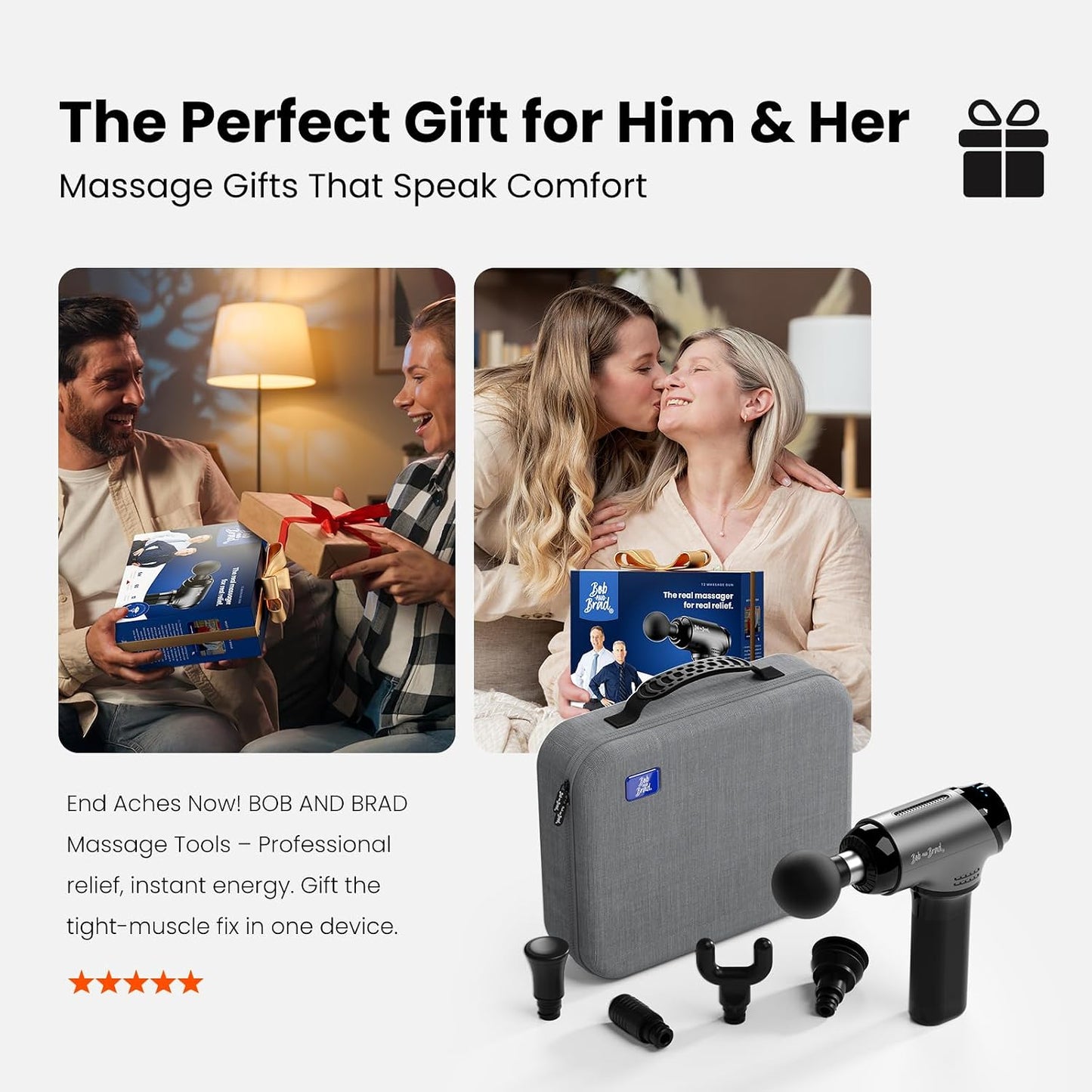 BOB AND BRAD T2 Pro Massage Gun with Heat and Cold, Deep Tissue Percussion Massager Gun for Pain Relief, Muscle Massager, Electric Back Massagers for Professional Athletes Runner