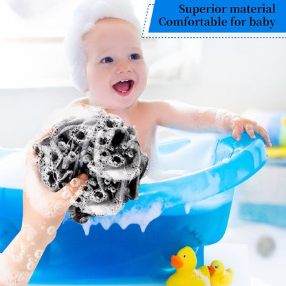 FARMOGA Bath Loofah Sponge Body Scrubber Shower Sponge Exfoliating Mesh Pouf Shower Ball Bath Sponges for Women and Men Bathing Accessories (4Pack 50G Colorful)
