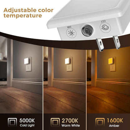 L LOHAS LED Night Lights Plug into Wall 2-Pack, 0.3W Plug in Night Light, Dusk to Dawn, 2000K Amber Light, Sleep Aid Nightlight Auto-On/Off, for Adults Kids Room, Bedroom, Bathroom, Hallway, Non-Dim