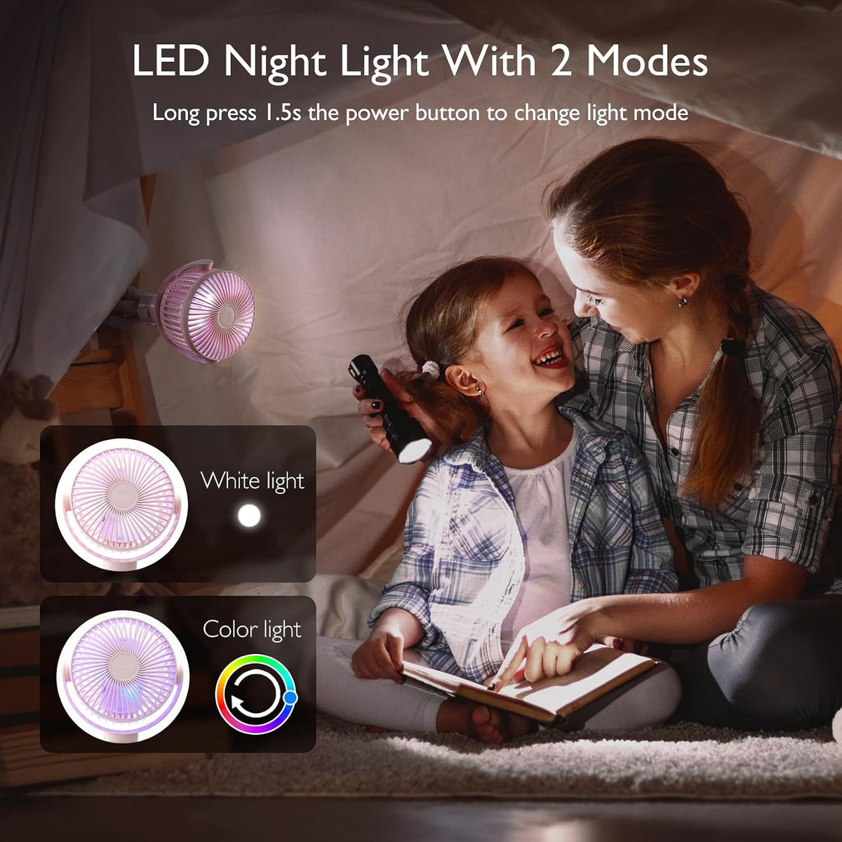 Momcozy 8000mAh Portable Stroller Fan | 27H Ultra-long Battery Life