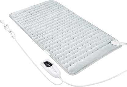 Heating Pad Electric Heat Pad, Hot Heated Pad,Multiple Temp and Timer Settings,Suitable for Shoulders, Neck, arms, Abdomen, Back, Legs, etc. (Silver Gray, 24"X12")