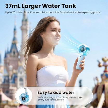 HandFan Upgraded Misting Fan with LED Display – Extreme Cooling Portable Handheld Fan with Water Mist Spray, 50% Stronger Airflow & Quieter, USB Rechargeable for Travel/Park/Disney/Beach/Concert/Game