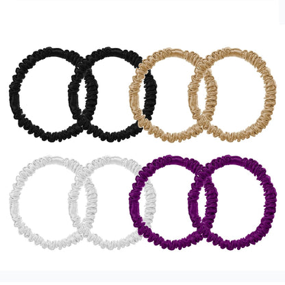 8 Pcs 100% Pure Mulberry Silk Hair Scrunchies for Women & Girls - Silky Hair Ties for Thick, Thin or Curly Hair - Bulk Pack Satin Sleepy Scrunchies in Black