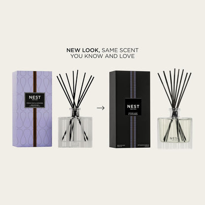 NEST New York Reed Diffuser, Bamboo - 5.9 fl oz - Fragrance for Up to 90 Days - Reusable, Refillable Glass Holder - Includes 8 All-Natural Reed Sticks - Flame Free