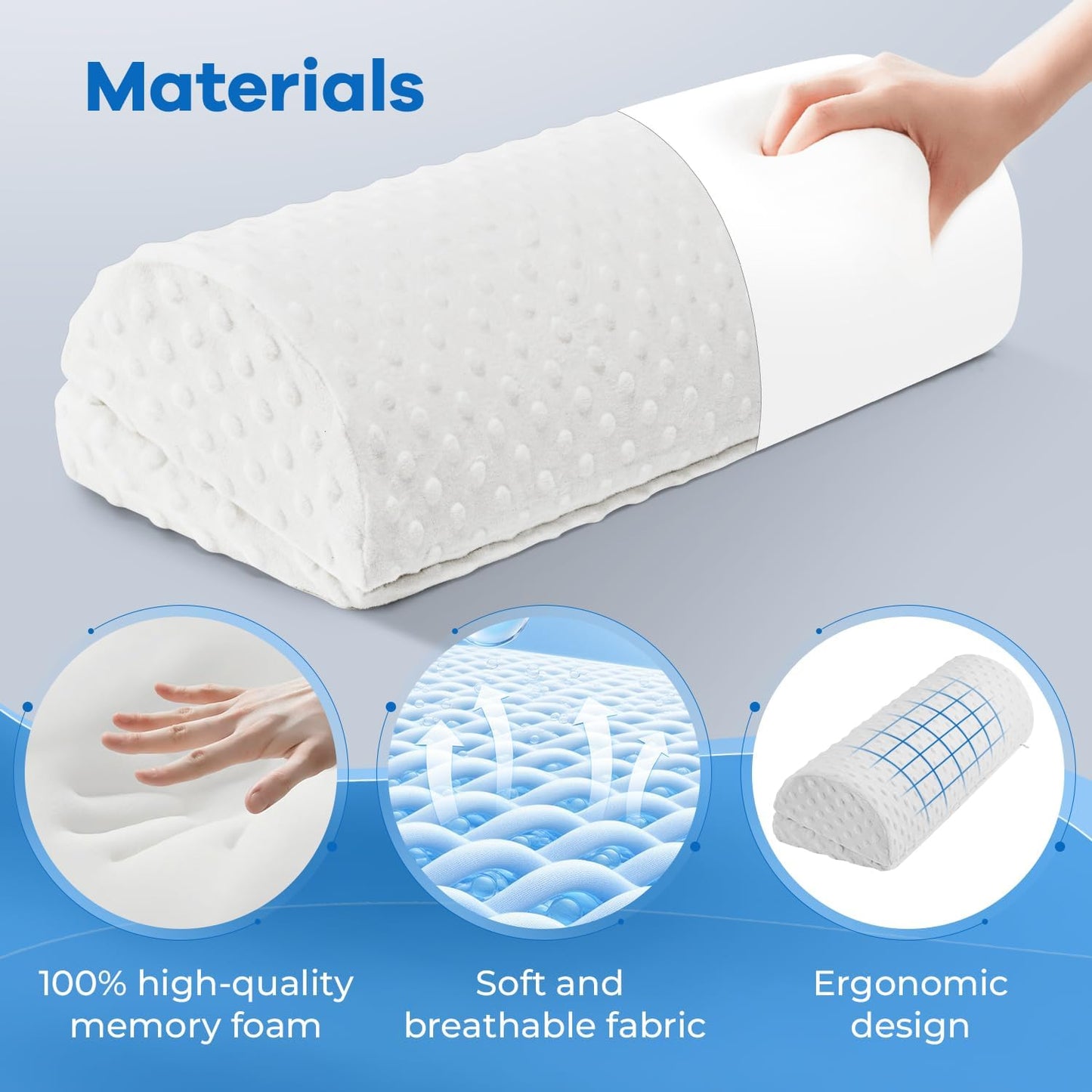 anzhixiu Half Moon Leg Bolster for Back Sleeping- Adjustable Height Under Knee Pillow for Ankles- Pure Memory Foam Leg Pillow for Sleeping on The Bed- Bubble