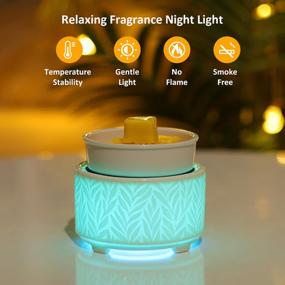 EQUSUPRO Wax Melt Warmer for Scented Wax Melts 3-in-1 Electric Ceramic Candle Wax Warmer Burner Fragrance Wax Melter for Home Office Bedroom Gift & Decor (Leaf)