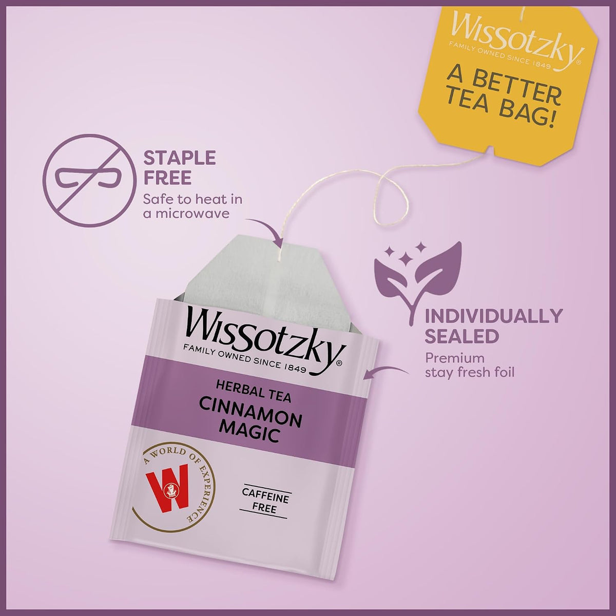 Wissotzky Cinnamon Magic Herbal Tea, 20 Teabags | Caffeine Free, Warm Cozy Tea Blend