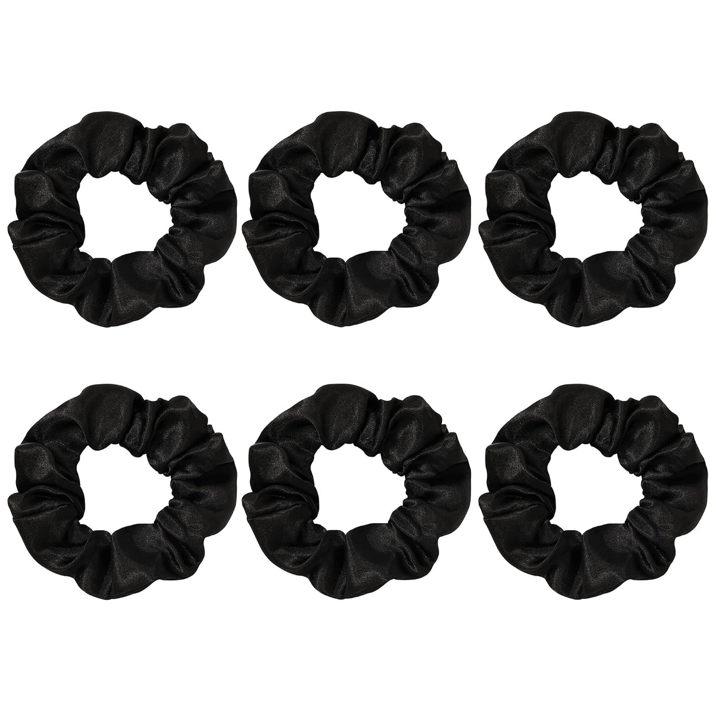 16 Pcs Scrunchies for Women - Black Satin Silk Scrunchies for Girls Hair Ties Elastics Bands Ponytail Holder Hair Accessories