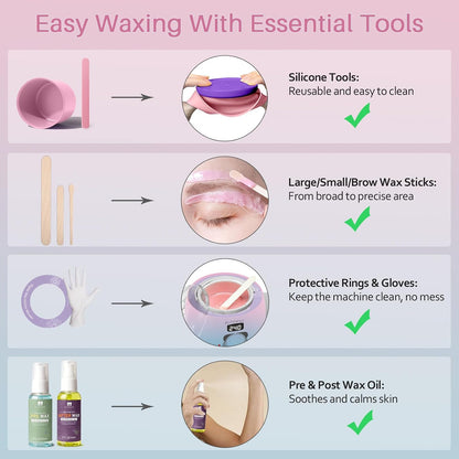 BLITZWAX Brazilian and Bikini Waxing Kit for Women, Hard Wax Warmer for Face, Legs and Body, At Home Hair Removal Kit, Beginner Friendly, Digital Fast Heating, 51 Wax Items