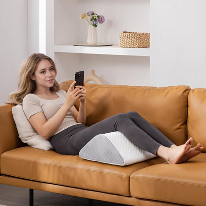 Knee Wedge Pillow for Post-Surgery Recovery-Leg Elevation Support for Sleep Position, Alleviating Lower Back & Hip Pain Enhancing Circulation in Ankles Legs Triangle Pillow with Removable Cover
