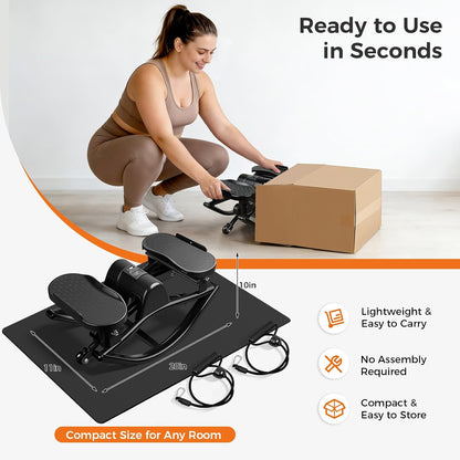 Rock Stepper Side to Side, Rocking Stepper with Lateral Motion, Compact Side Stepper for Home & Apartment, Low Impact Workout Machine (Black)