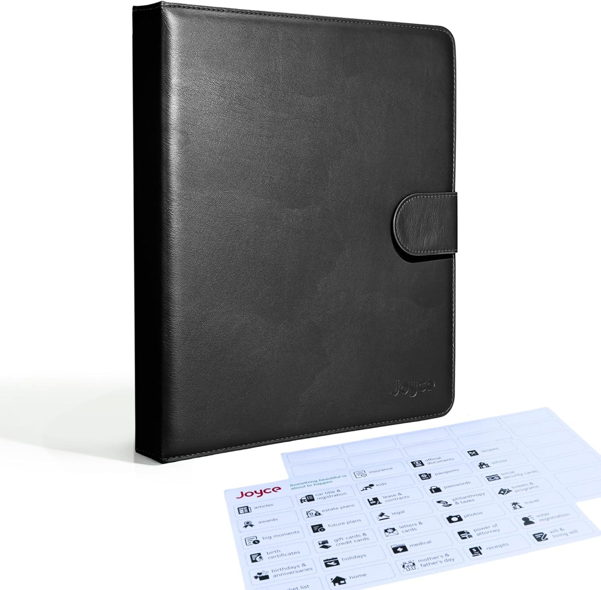 JOYCE Important Document Organizer 14 Expanding Pockets,Brown