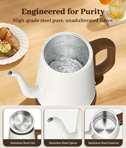 Gooseneck Electric Kettle 1L, 1000W, Pour-Over Coffee & Tea