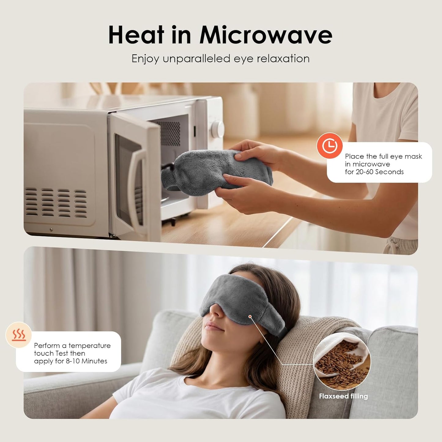 Heated Eye Mask for Dry Eyes, Steam Warm Compress for Stye Eye Treatment, Relieve, Hot Compress, Moist Heat Mask for Blepharitis (Steel Grey)