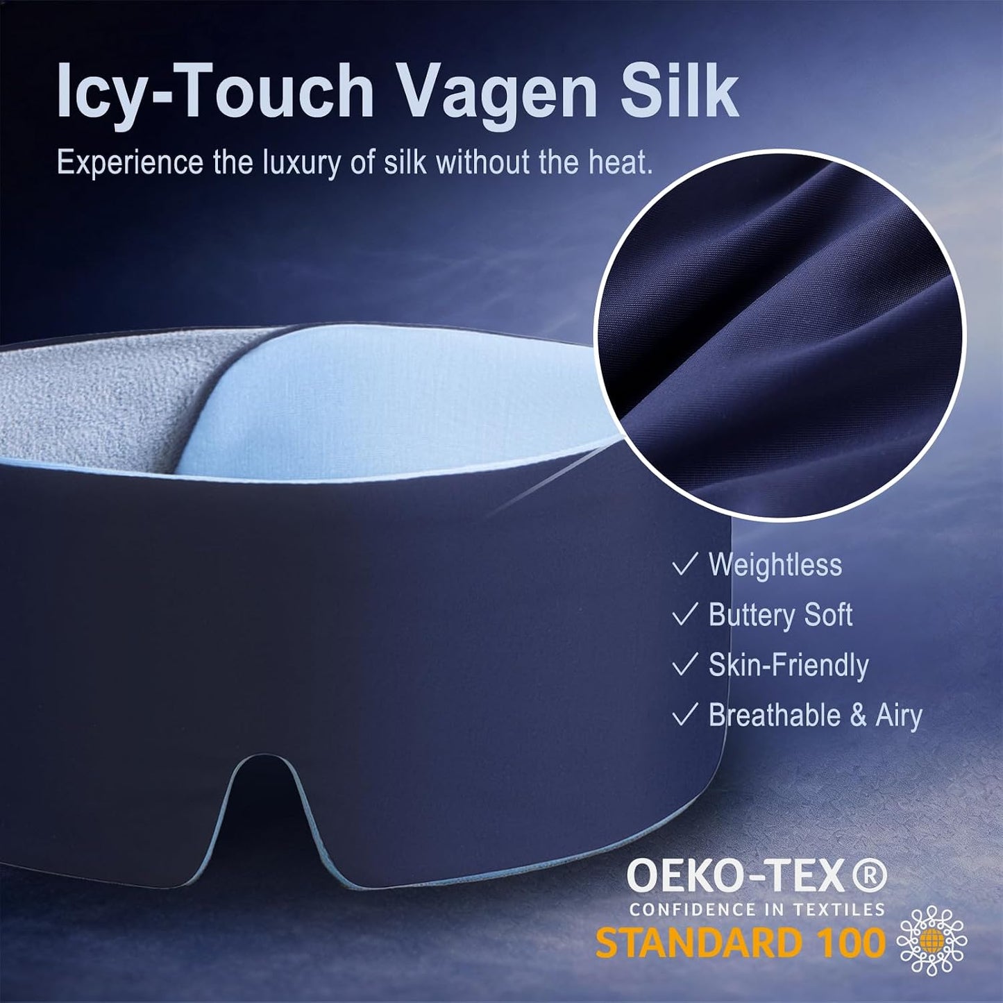Sleep Mask for Men, Blackout Eye Mask for Sleeping, Hypoallergenic Ultra-Lightweight Full Coverage Blindfold with Quiet Adjustable Strap, Reversible & Cooling – for Airplane Travel