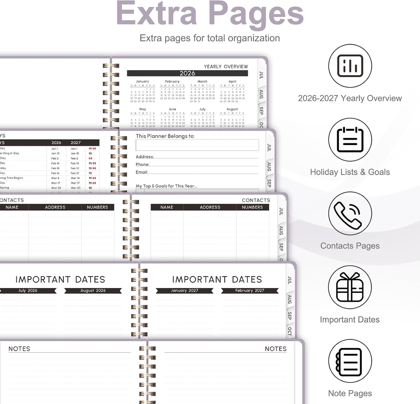 Planner 2026-2027, Weekly and Monthly Calendar Planner, JUL 2026 - JUN 2027 | A5(6.3'' x 8.5''), Hardcover, Agenda Book, Sprial Bound, Inner Pocket, Office and School Use