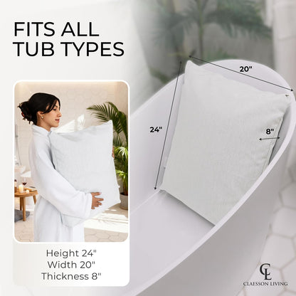 Luxury Bath Pillow for Tub - Thick and Comfortable Bathtub Pillow Support for Head and Neck and Back - Washable Quick-Drying Bath Pillows - Bath Cushion for Home Spa - Fits Any Bathtub - Light Gray