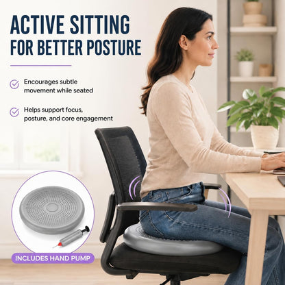 Hanstuten Wobble Seat Cushion & Core Balance Disc - Rubber Wiggle Seat for Active Sitting, Office Desk Chair, and Core Strength Training