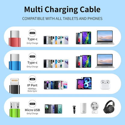 4 in 1 Multi Charging Cable, 5FT Charging Cords for Multiple Devices