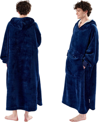 Krifey Wearable Blanket Hoodie, Oversized Sherpa Hooded Blanket for Adults | Soft sherpa fleece with sleeves and pocket; oversized fit for lounging, WFH, camping, Christmas and white elephant gifts.
