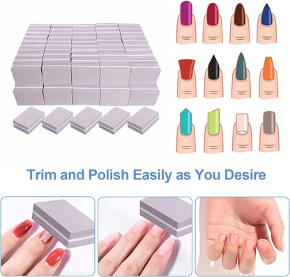 Nail Buffers (50 Pack), Mini Buffer Block Nail File for Acrylic Nails and Natural Nails, 100/180 Grit Nail Buffer Block Bulk Buffing Blocks for Nail Buff Professional Manicure File Blocks Set Pink