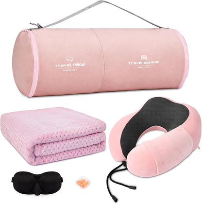 urnexttour Travel Pillow and Blanket Set Neck Pillow Airplane Foam Black