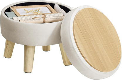 SONGMICS Foot Stool Ottoman, Small Storage Ottoman with Legs, 15.7 Inches