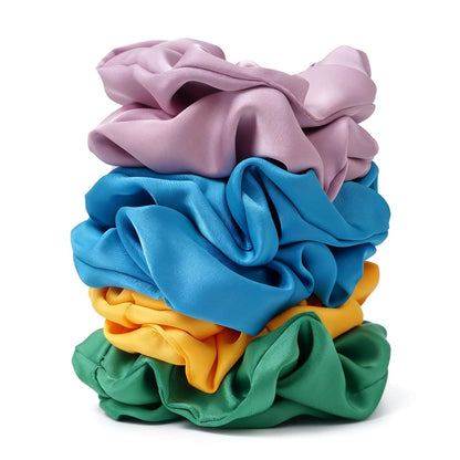 Satin Scrunchies for Women – 8PCS Blush & Brown Silk Hair Ties Set – No Crease, Frizz-Free, Gentle Elastic Hair Bands, Soft & Stylish Everyday Hair Accessories Gifts