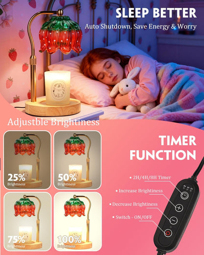 Funistree Flower Candle Warmer Lamp with Timer, Dimmable Candle Lamp Warmer, Christmas Birthday Gifts for Women Mom Her, Housewarming Home Decor, Lotus Wax Warmer for Yankee Candles - Lily Amber