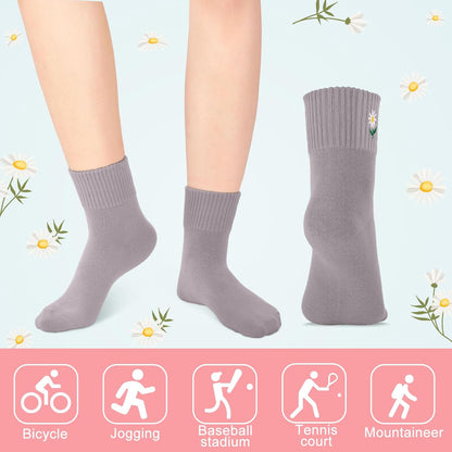 Eurzom 10 Pairs Socks Womens Crew Elastic Ankle Length Cotton Socks Aesthetic Cute Lightweight Low Cut Gifts for Women - Colors B