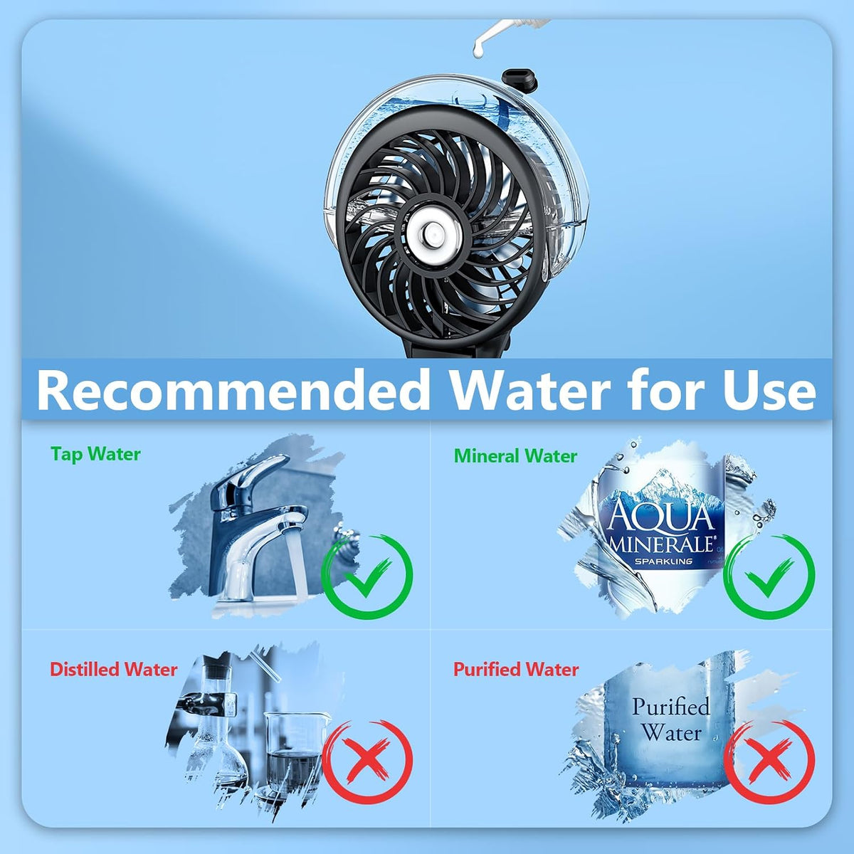 6000mAh Portable Handheld Misting Fan Rechargeable