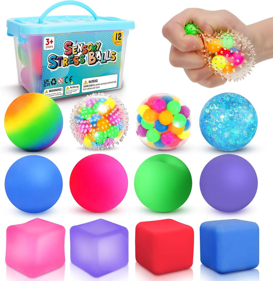 6 Set Squishy Sensory Stress Squeezing Balls forAdults: Best Calming Tool to Relieve Anxiety, Vent Mood and Improve Focus, Easter Basket Stuffers for Kids, Goodie Bag Stuffers