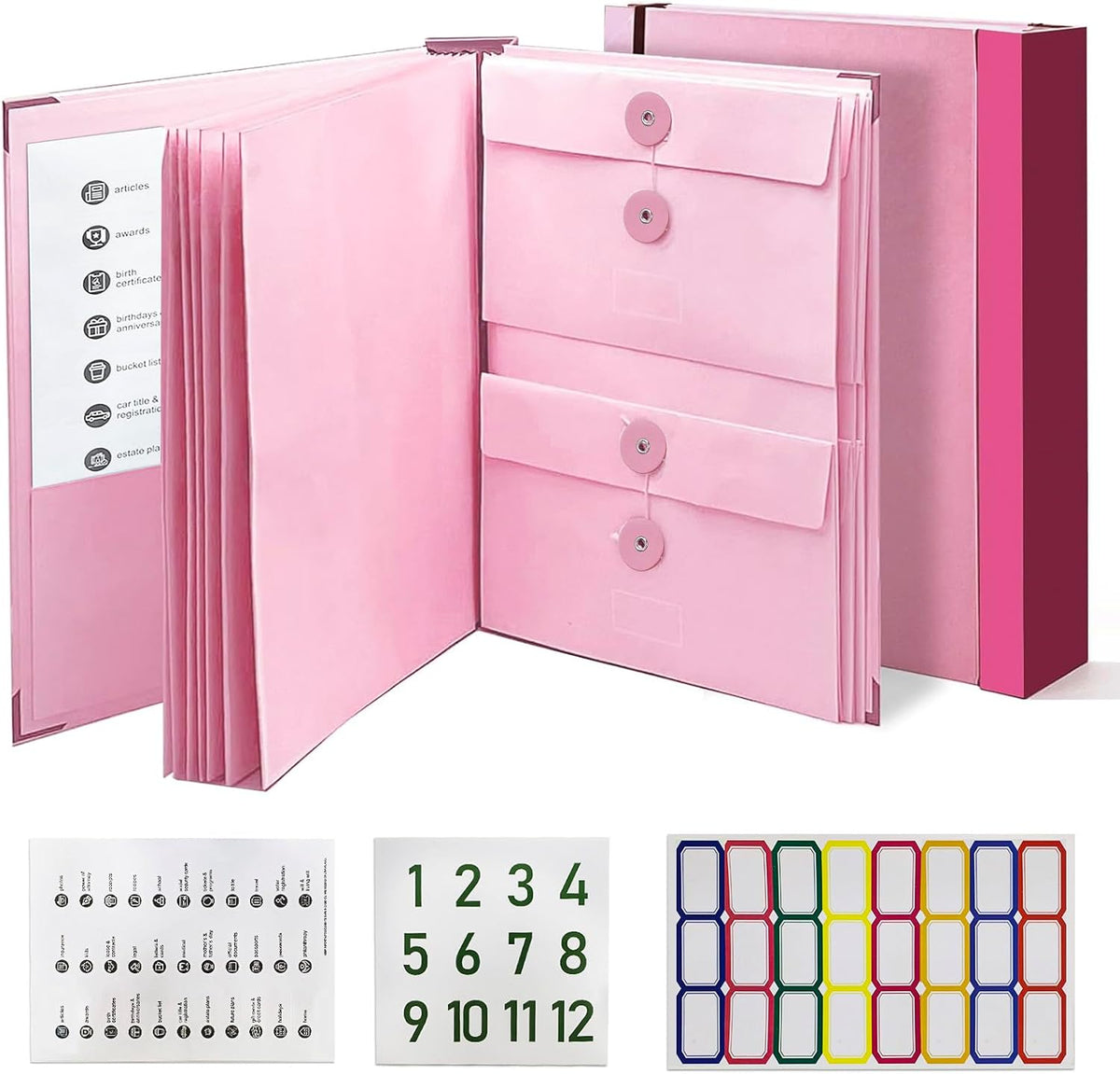 Document Organizer,File Organizer for Paper,Important Documents for Office and School,in Case I Go Missing Binder(Pink,2In Thick)