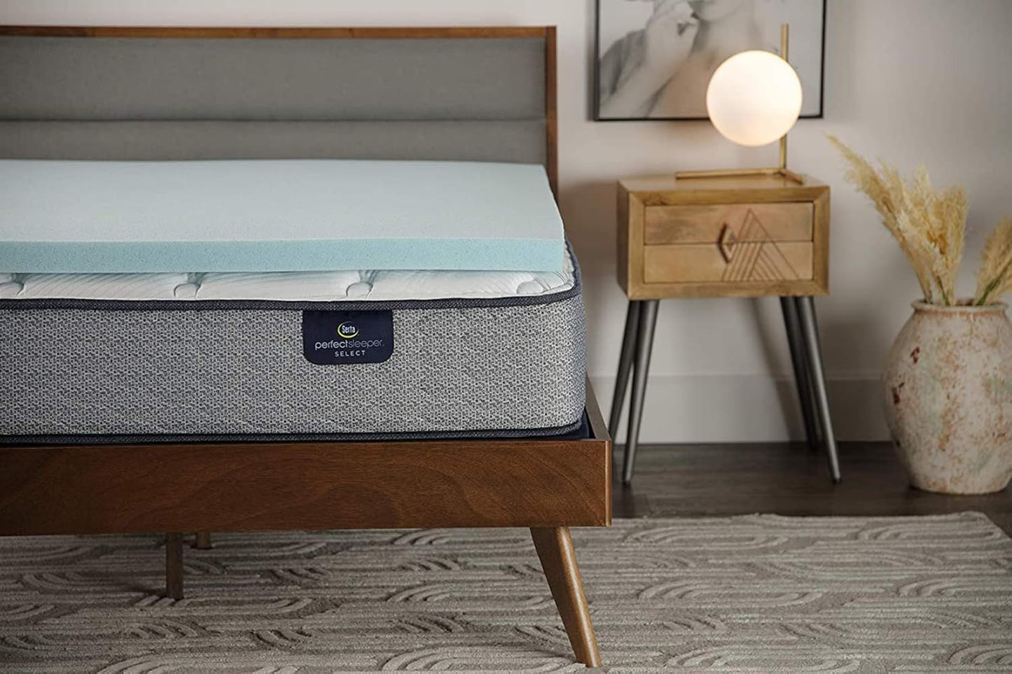 Serta ThermaGel Cooling, Pressure-Relieving Memory Foam Mattress Topper, 3 Inch, Queen,Blue