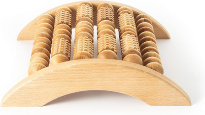 tuuli Wooden Foot Massager, Grooved Muscle Roller, Helps Ease Muscle Tension and Improve Blood Circulation, Natural Wood Therapy Massage Tools for Feet (M)
