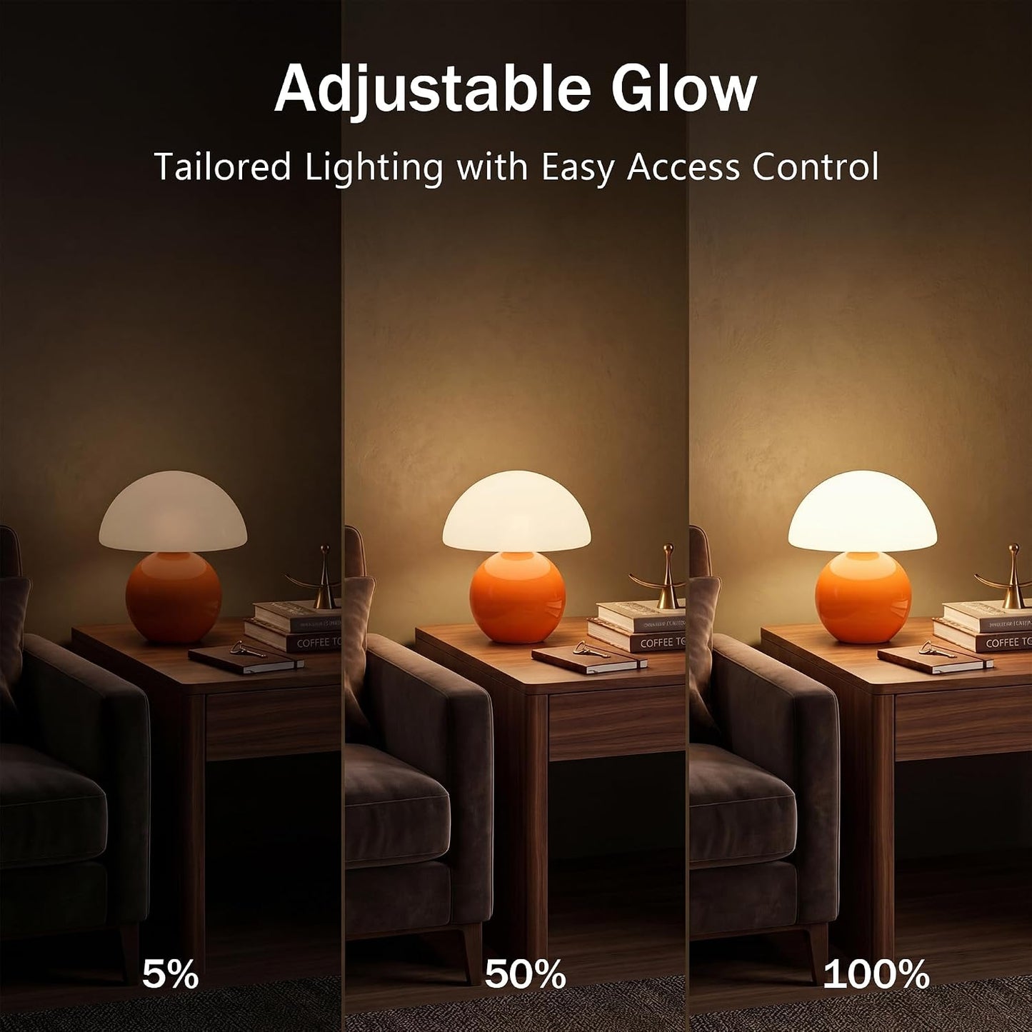 Dawnwake Mushroom Lamp Table Lamp for Bedroom,Desk Bedside Small Lamps for Living Room Night Stands,Mushroom Decor Cute Mini Modern Mid Century Lamps,Unique Aesthetic Home Living Room Decor(White)