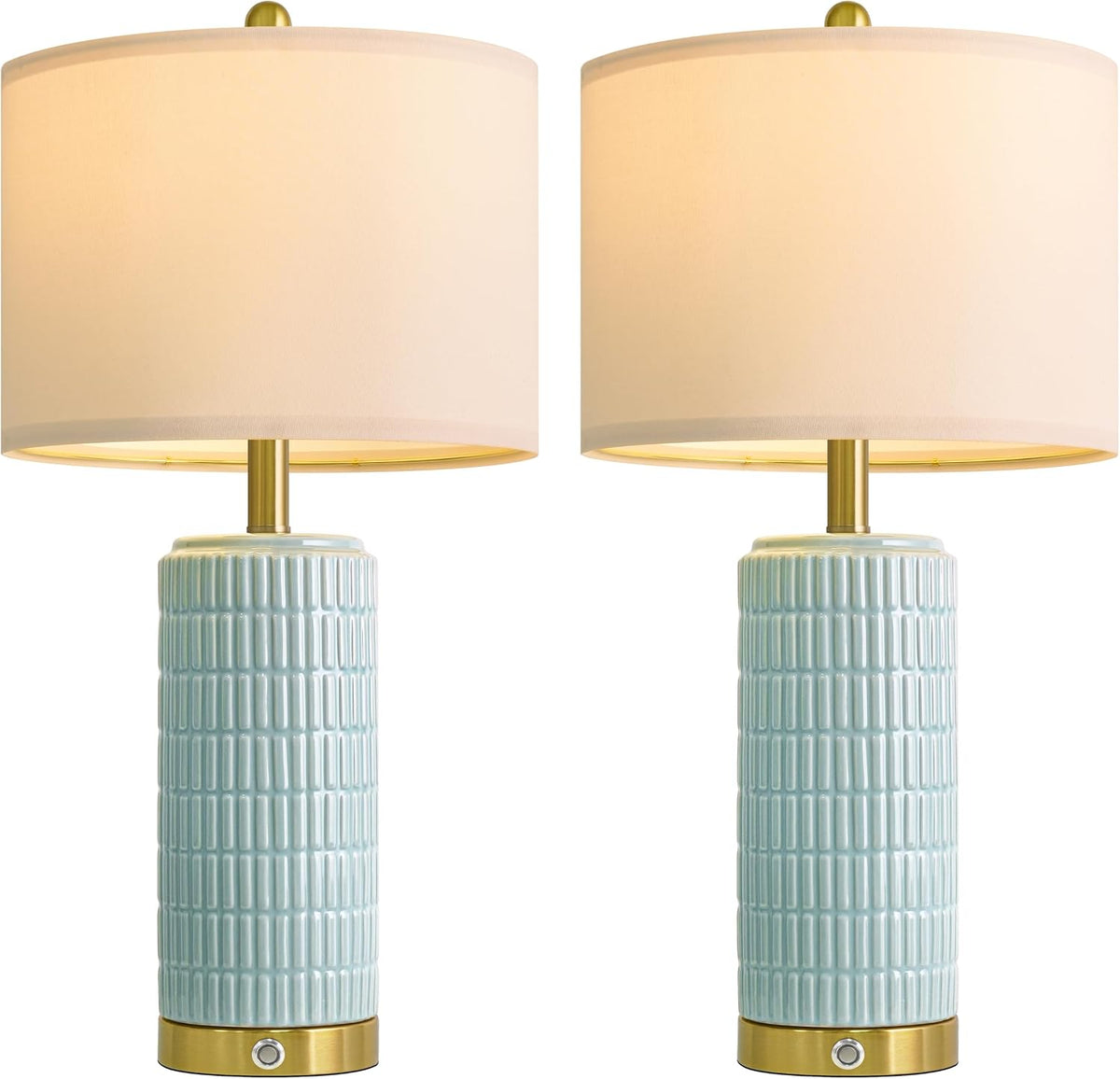 PoKat Touch Bedside Table Lamps with 2 USB for Bedroom Living Room, 25''