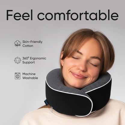 Proglobe Travel Neck Pillow for Airplanes, Long Haul Flight Kit, Grey