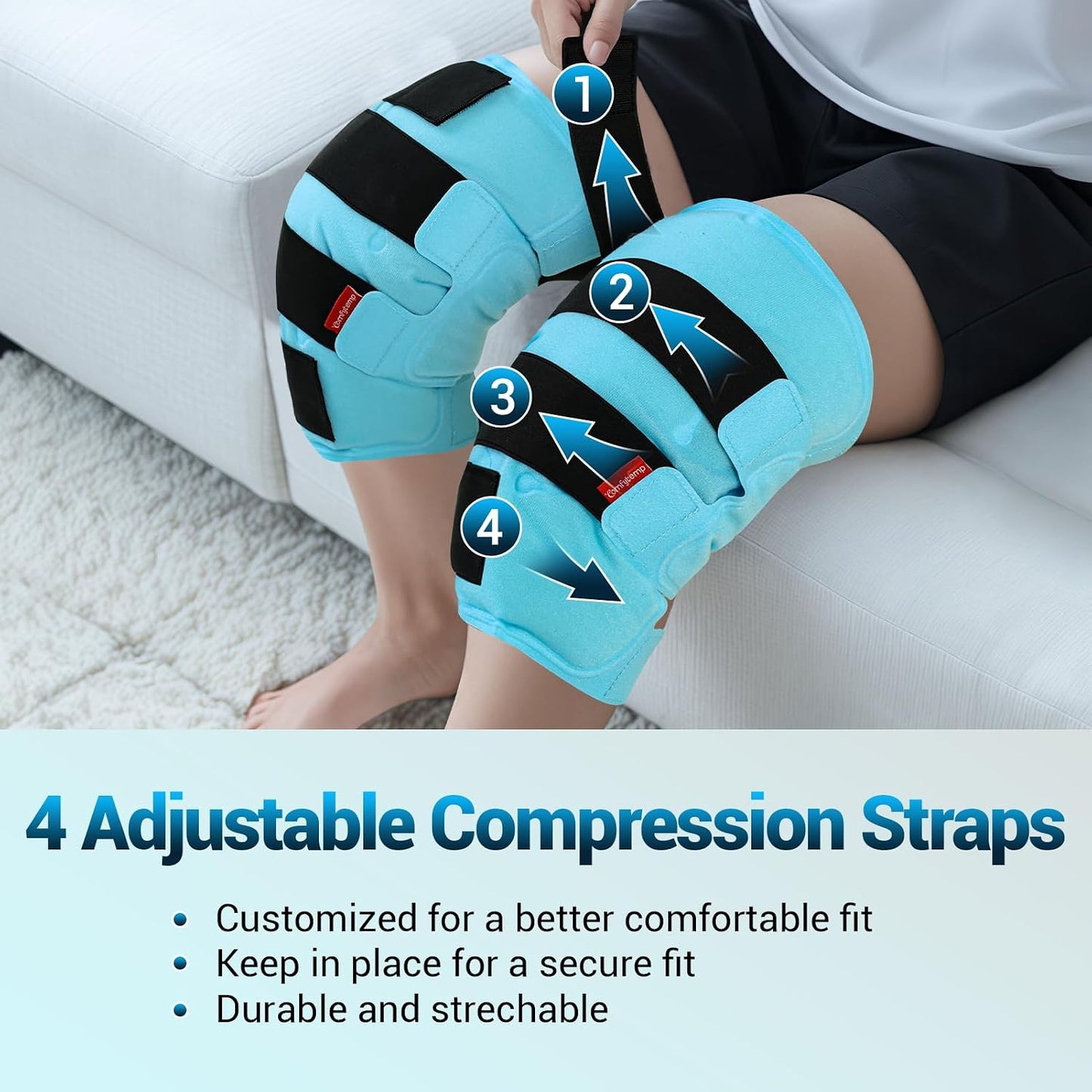Comfytemp Large Knee Ice Pack Wrap Reusable Gel, FSA Eligible HSA, Knee Cold Compression Brace for Injuries, Pain Relief, Replacement Recovery, Arthritis, Surgery, Women Gift, Fathers Day Dad Men Gift
