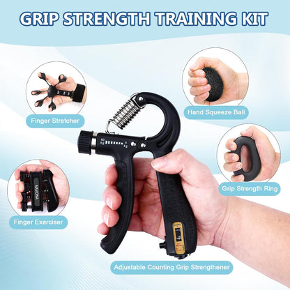 5/10 PCS Grip Strength Trainer Kit, Hand Gripper Strengthener, Forearm Strengthener, Finger Strengthener, Finger Exerciser, Stress Relief Ball,Forearm Workout Ring for Muscle Building and Injury Recover