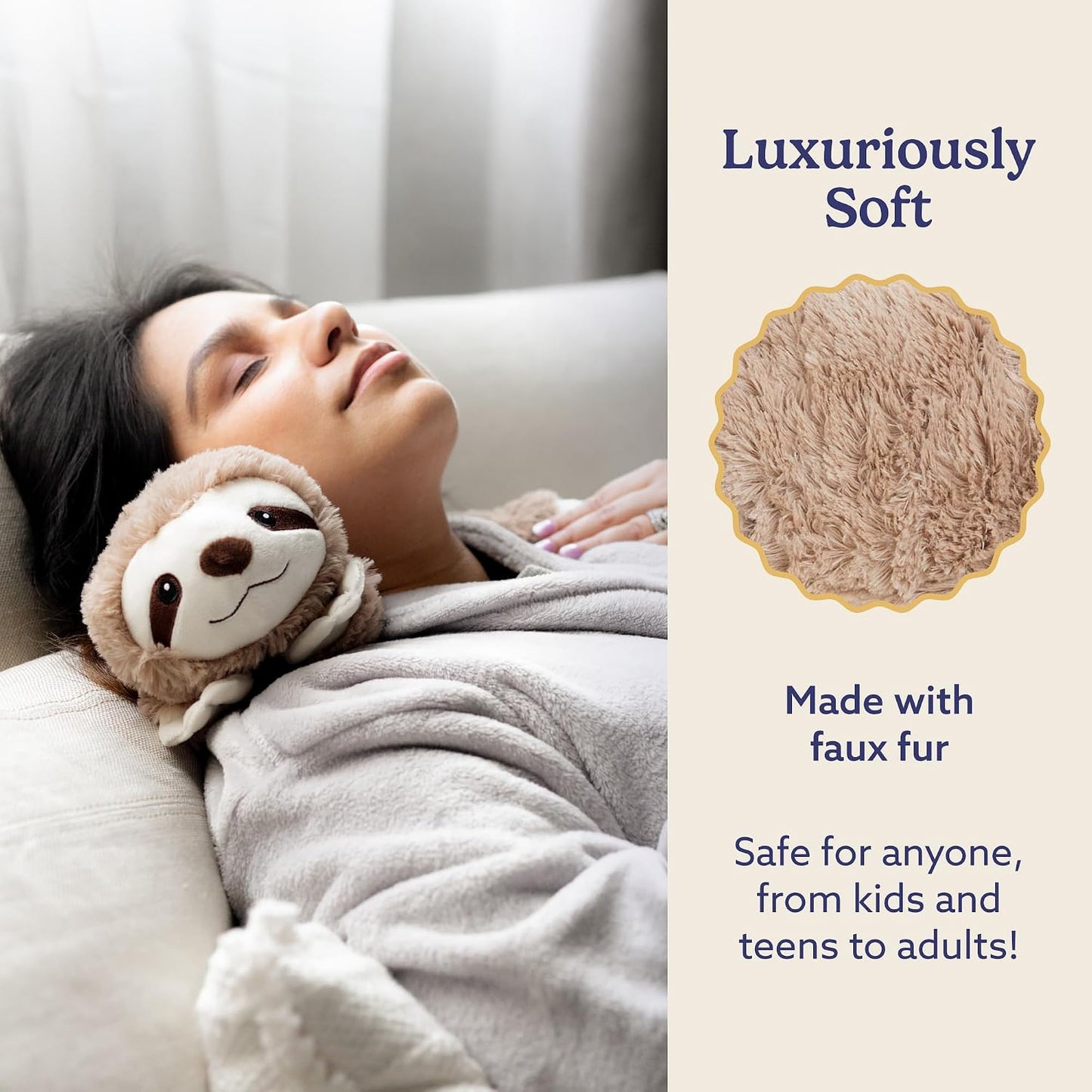 warmies Microwavable Neck & Shoulder Wrap - Soothing Microwavable Heat Relief - Warm Compress & Cooling Wrap - Lavender Weighted Neck Warmer for Aches & Pain - Brown, Lavender Scent